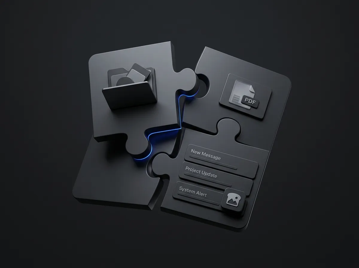 Folders open · PDF previews — illustration