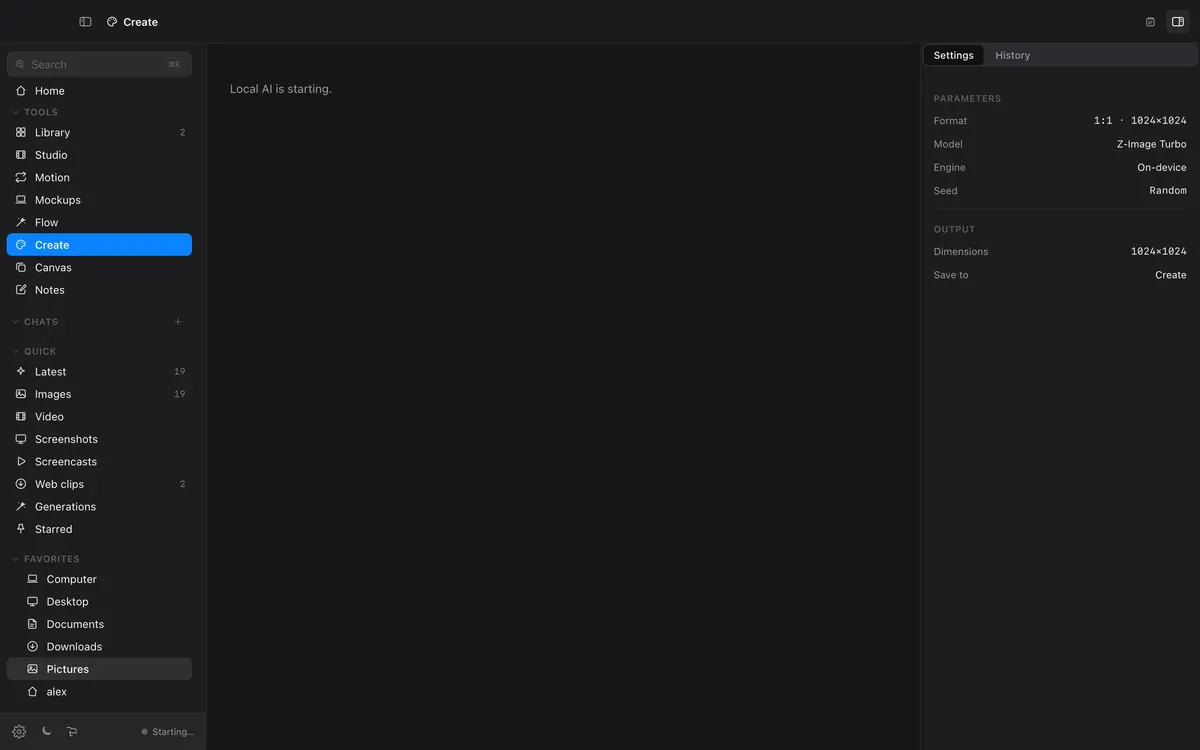 Create, in the current app