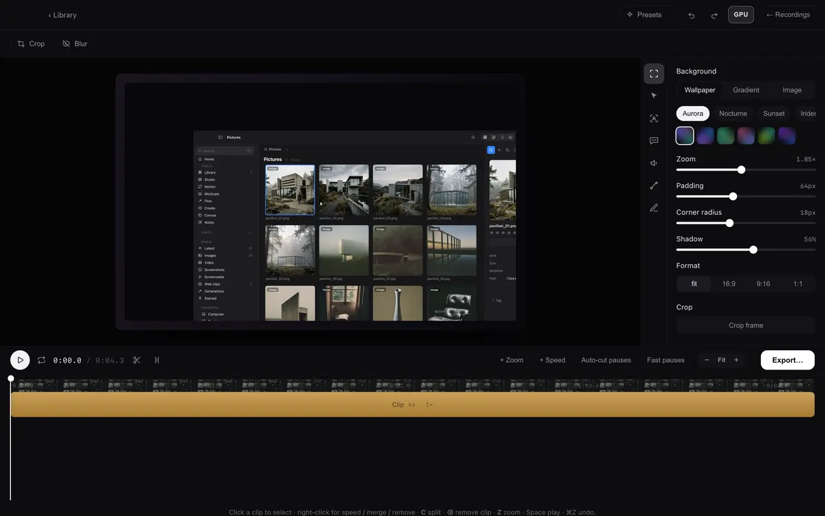 Studio editor with a take open, in the current app